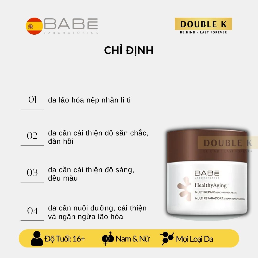 Kem Đêm Chống Lão Hóa Da BABE Multi Repair Renovating Cream - Double K