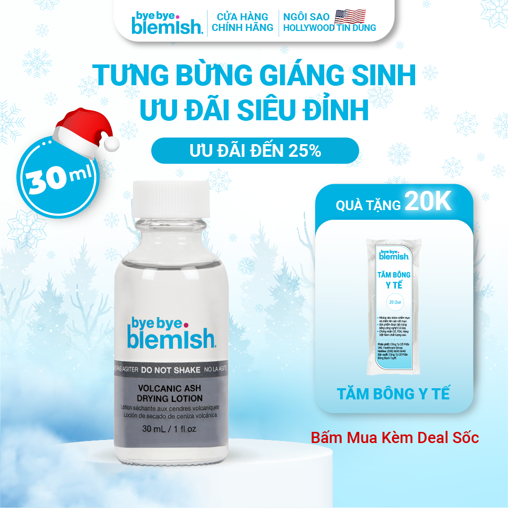 Chấm Mụn Tro Núi Lửa Giảm Mụn Nhanh Sau 1 Đêm Dành Cho Mụn Trắng, Sưng Đỏ Bye Bye Blemish Volcanic Ash Drying Lot