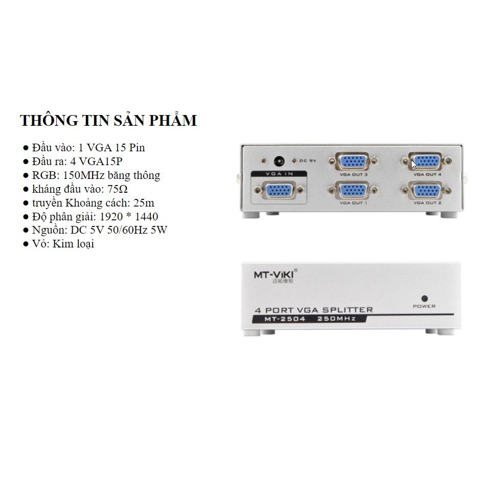 Bộ chia 1 cổng VGA ra 4 cổng VGA-tần số 150 MHz MT-VIKI MT-1504