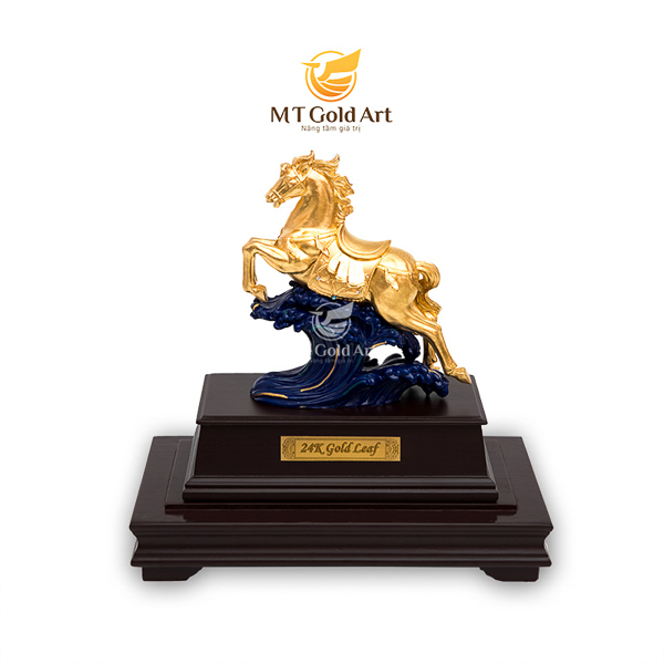 Tượng ngựa dát vàng (19x27x34cm) MT Gold Art- Hàng chính hãng, trang trí nhà cửa, phòng làm việc, quà tặng sếp, đối tác, khách hàng, tân gia, khai trương