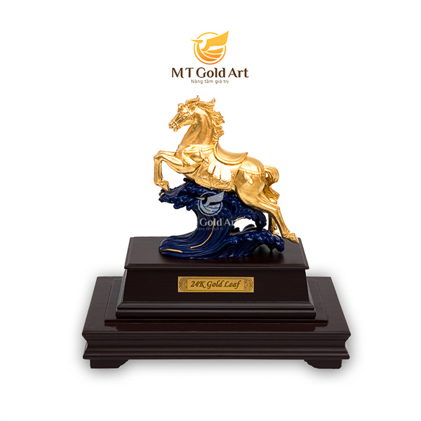 Tượng ngựa dát vàng (19x27x34cm) MT Gold Art- Hàng chính hãng, trang trí nhà cửa, phòng làm việc, quà tặng sếp, đối tác, khách hàng, tân gia, khai trương 