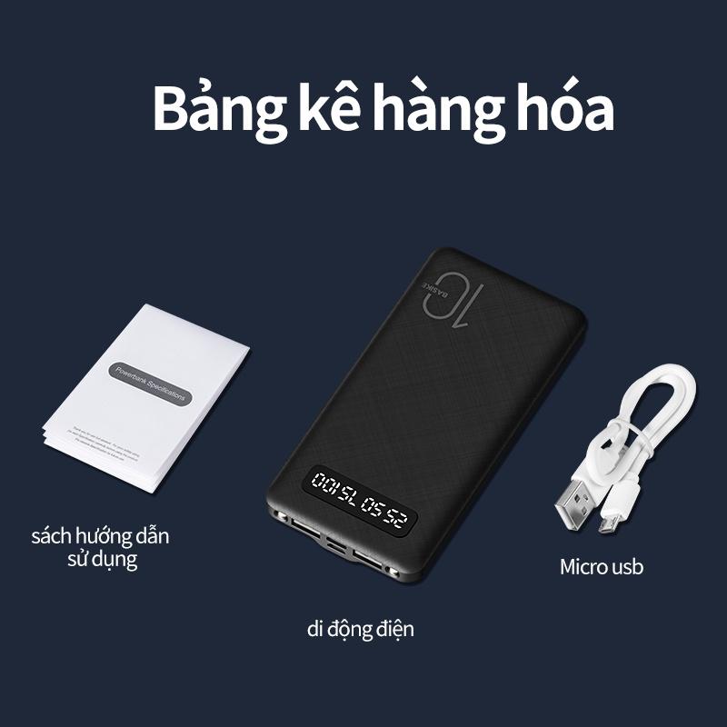 Sạc Dự Phòng 10000mAh BASIKE Đầu ra USB cho iPhone Huawei Samsung-Hàng chính hãng