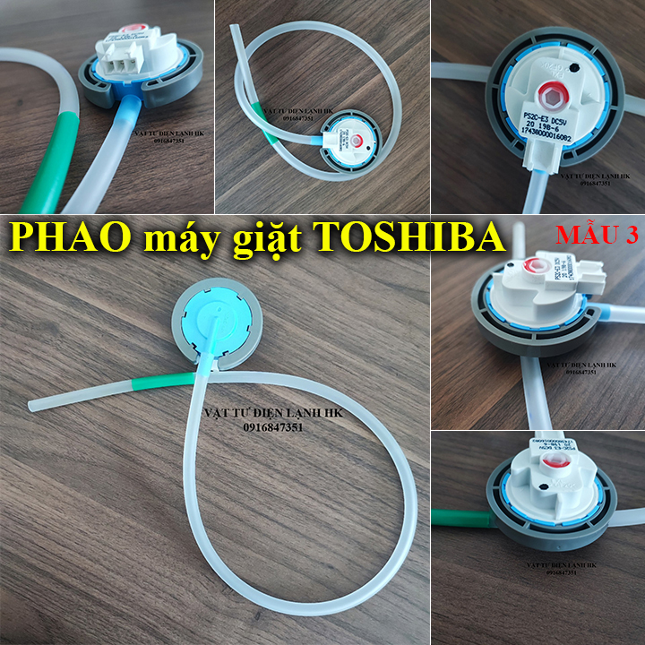 Phao máy giặt - Van áp lực nước dùng cho MG TOSHIBA xanh có dây PS2C-E3 - cảm biến mức nước Tô 3 chân - Mẫu 3