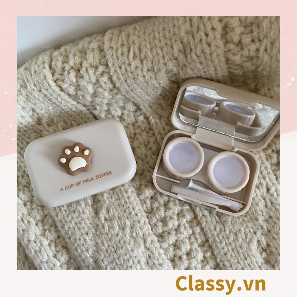 Hộp đựng kính áp tròng Classy chân chó, 1 khay đựng lens, có gương soi PK1301