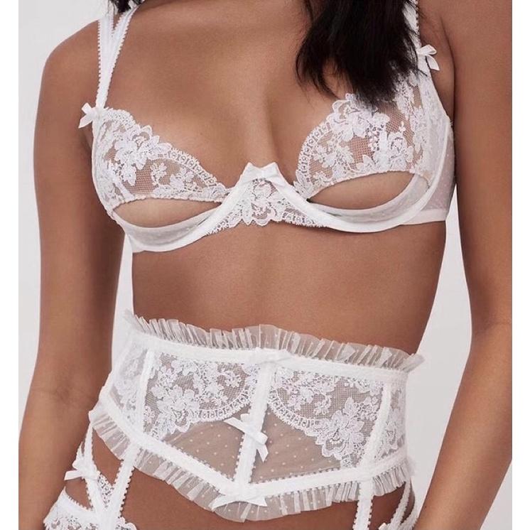 Đồ Lót Ren Nữ Kèm Đai Eo Bản To - Áo Có Gọng , Không Mút , Cut-out Gợi Cảm - Sexy Lingerie