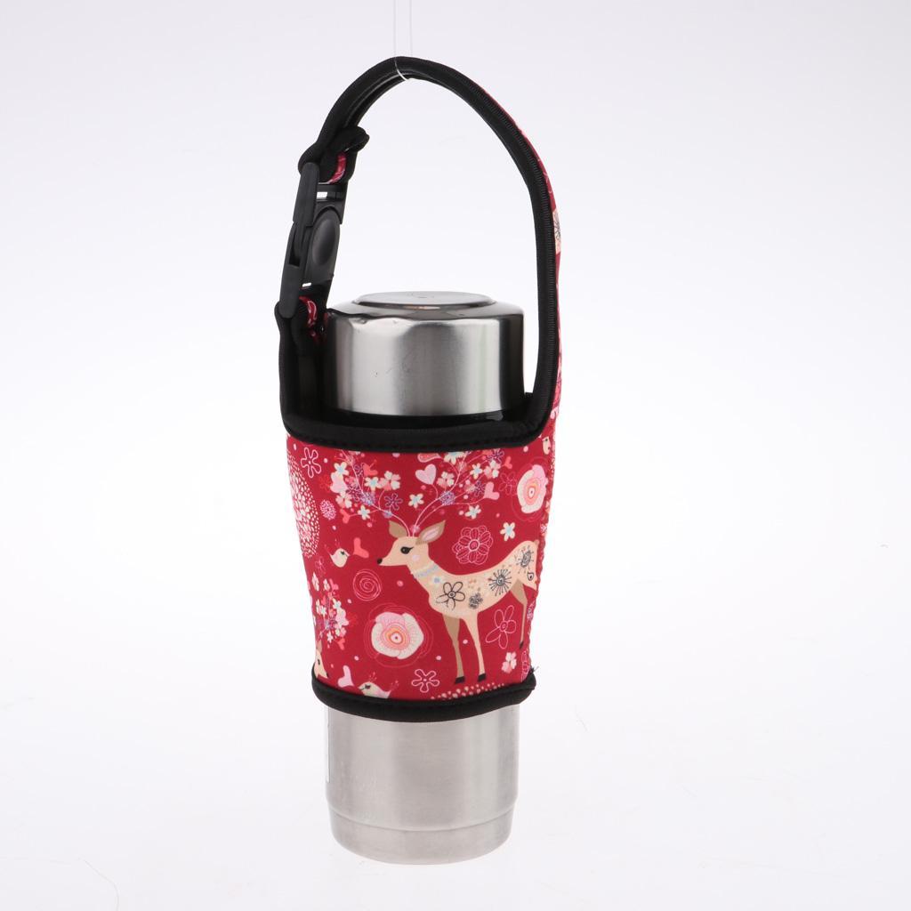 2Pcs Water Bottle Tumbler Carrier Bag Cover Holder Protective Pouch with Hand Strap Buckle - Red