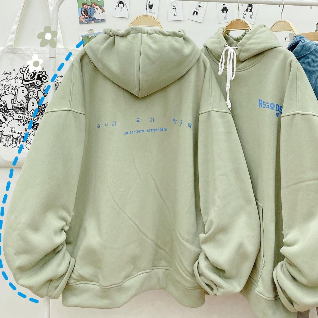 Áo Hoodie Nỉ Dáng Rộng Chữ Hàn Unisex
