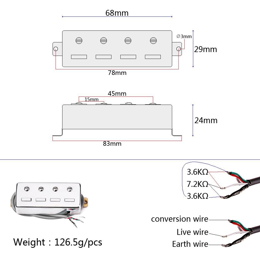4 String Noiseless Pickup White for Bass Guitar Replacement