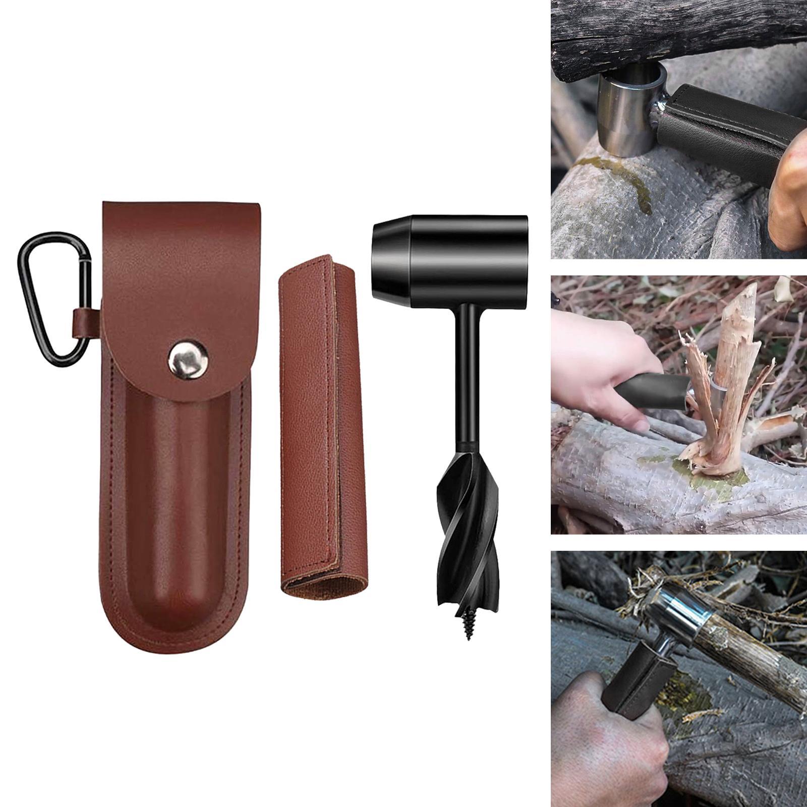 Hand Wood Auger Drill Bit Wrench Survival Emergency Tool for Camping Backpacking