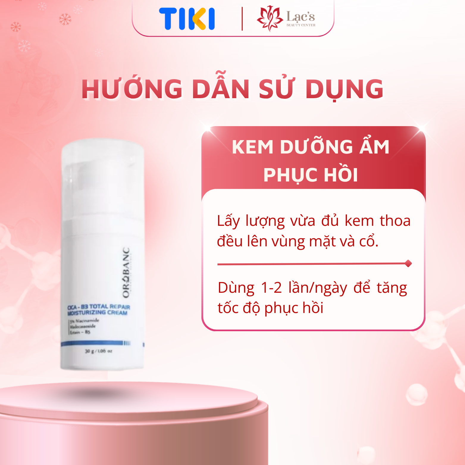 Kem dưỡng ẩm phục hồi Orobanc Cica - Ecto moisturizing cream 30g cho mọi loại da