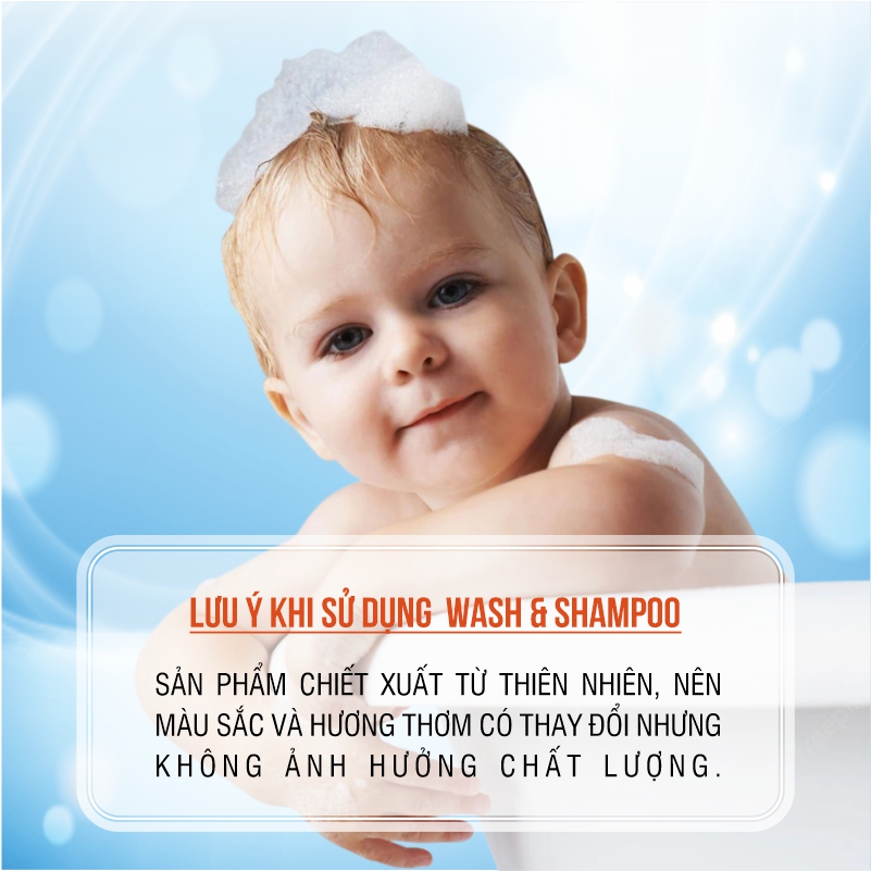 [Rexson] WASH SHAMPOO Sữa Tắm Và Gội Em Bé Thảo Dược, ngừa hăm tã, rôm sảy, ngừa mụn, dịu da, dưỡng da