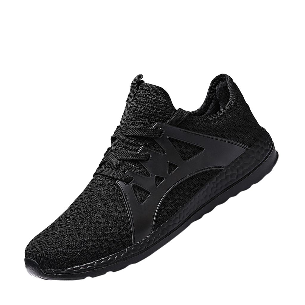 Men's Lightweight Breathable Black Mesh Street Sport Walking Shoes Casual Sneakers