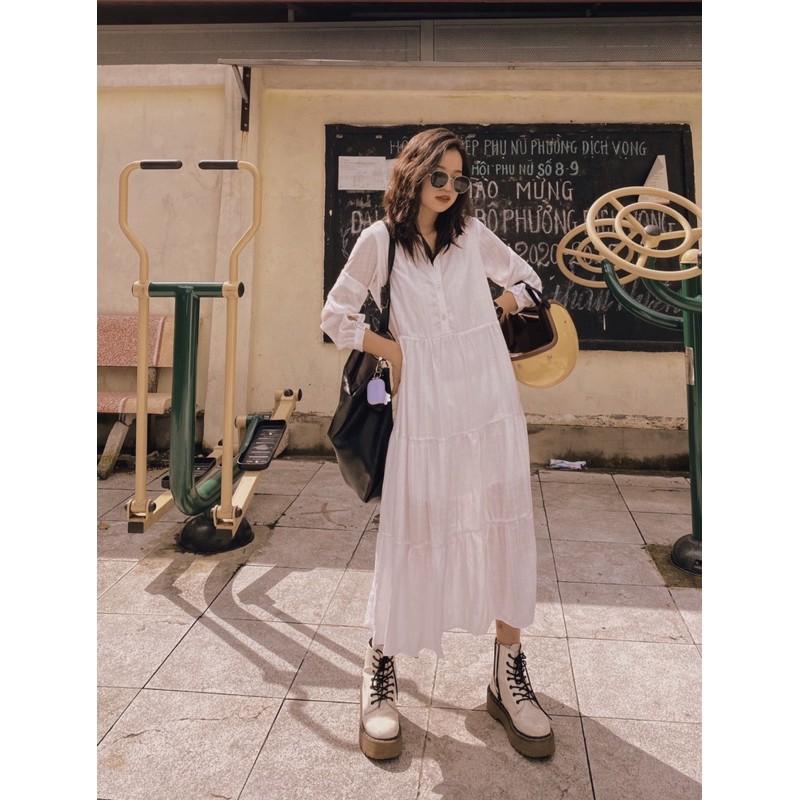 Váy Baby doll Dream đen trắng basic Hàn quốc