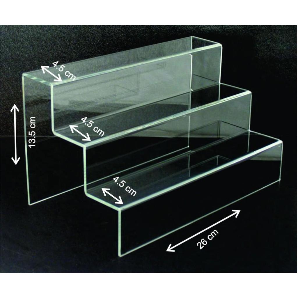 Kệ Mica trưng bày sản phẩm , mô hình, quà tặng nhiều tầng WCF, figure dạng bậc thang - Xanh lá xuyên sáng A