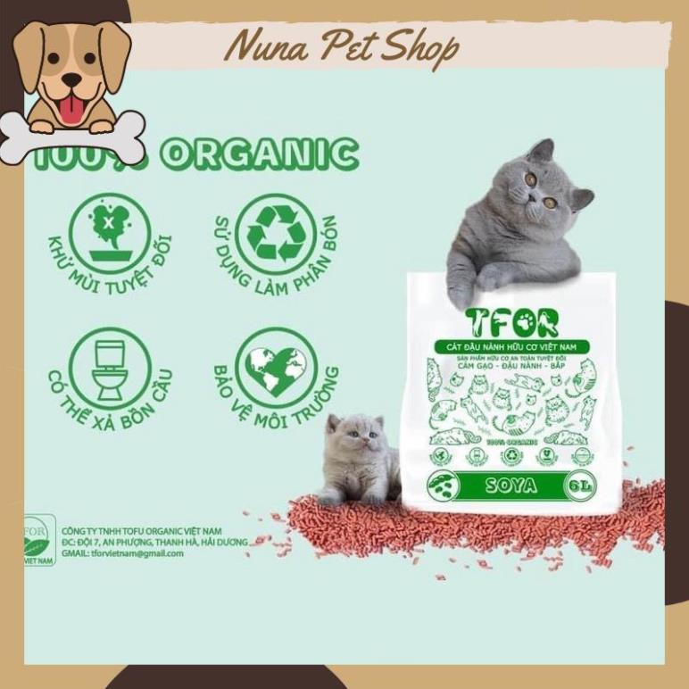 Cát đậu nành hữu cơ TFOR - Cát vệ sinh cho mèo bảo vệ môi trường (Túi 6L