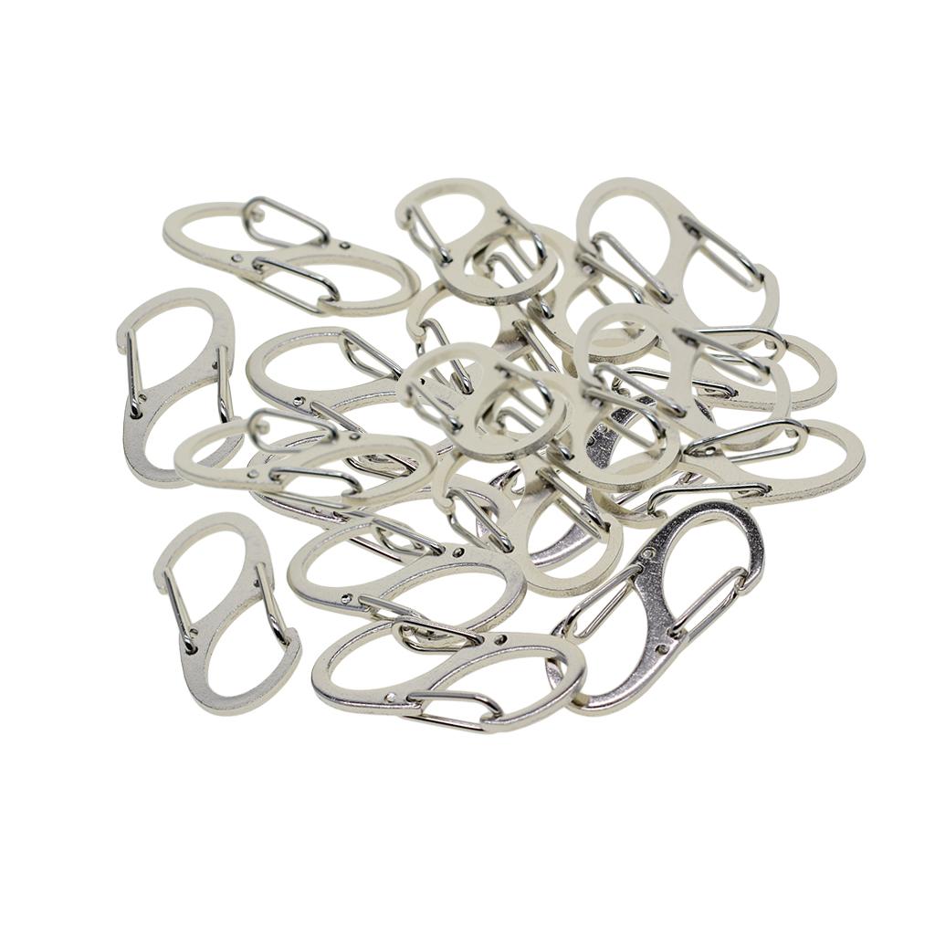 20 Pcs S-Shape Double Carabiner Clip Spring Snap Hook Carabiners Keyring Keychains Accessories