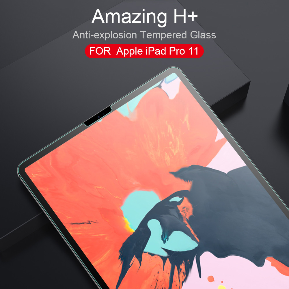 Miếng dán màn hình kính cường lực cho iPad Pro 11 2018 hiệu Nillkin Amazing H+ (mỏng 0.2 mm, vát cạnh 2.5D, chống trầy, chống va đập) - Hàng chính hãng