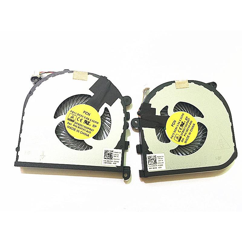 【 Ready Stock 】Original New laptop CPU GPU Cooling fan for Dell XPS 15 9550 Precision 15 5510 DFS501105PR0T DFS501105PQ0T 0RVTXY 036CV9