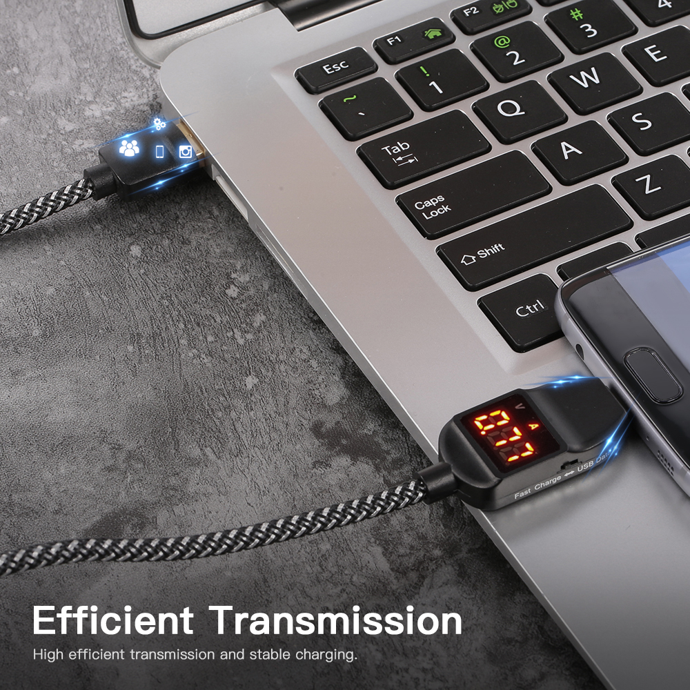 Cáp Sạc Micro USB 1m Hiển Thị Điện Áp Cho Pin Sạc Dự Phòng