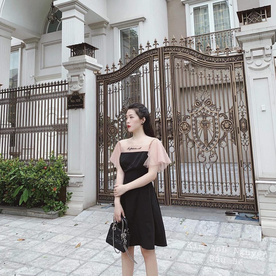 Váy xòe phối ren chữ thêu cực xinh