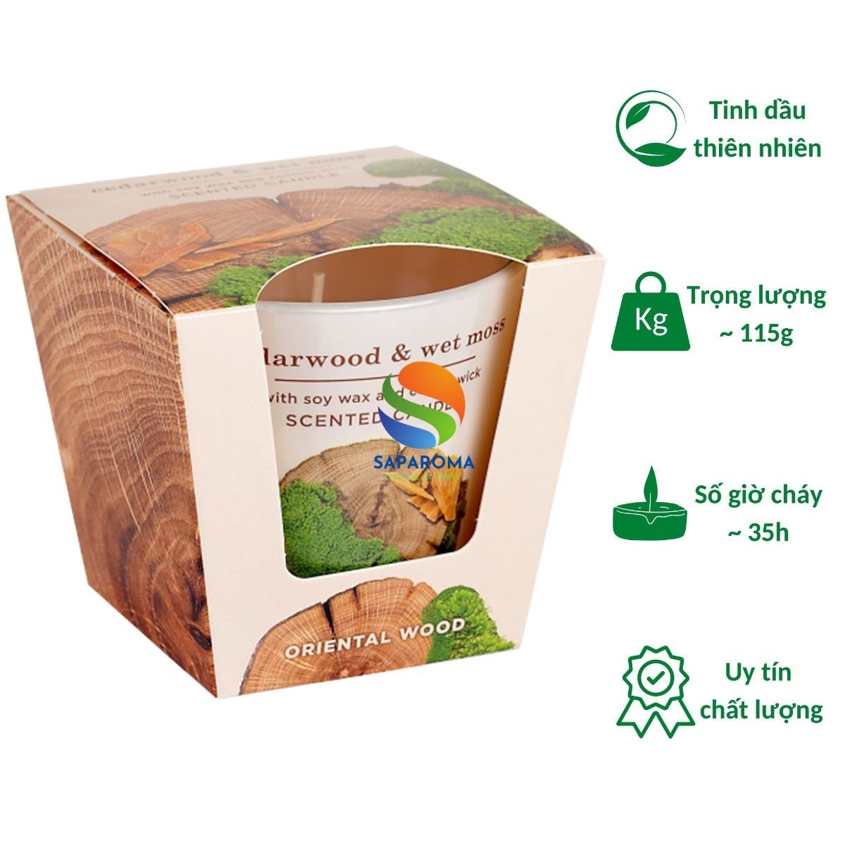 Ly nến thơm tinh dầu Bartek Oriental Wood 115g QT9663 - gỗ đàn hương, nến trang trí, thơm phòng, thư giãn, hỗ trợ khử mùi (giao mẫu ngẫu nhiên)