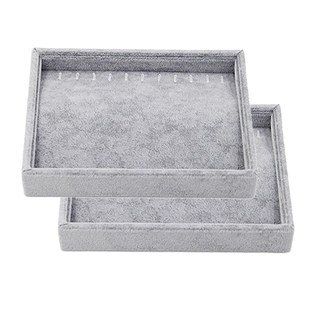 2Pcs Jewelry Tray Pendants Rings Box Storage Showcase Organizer Beads Holder