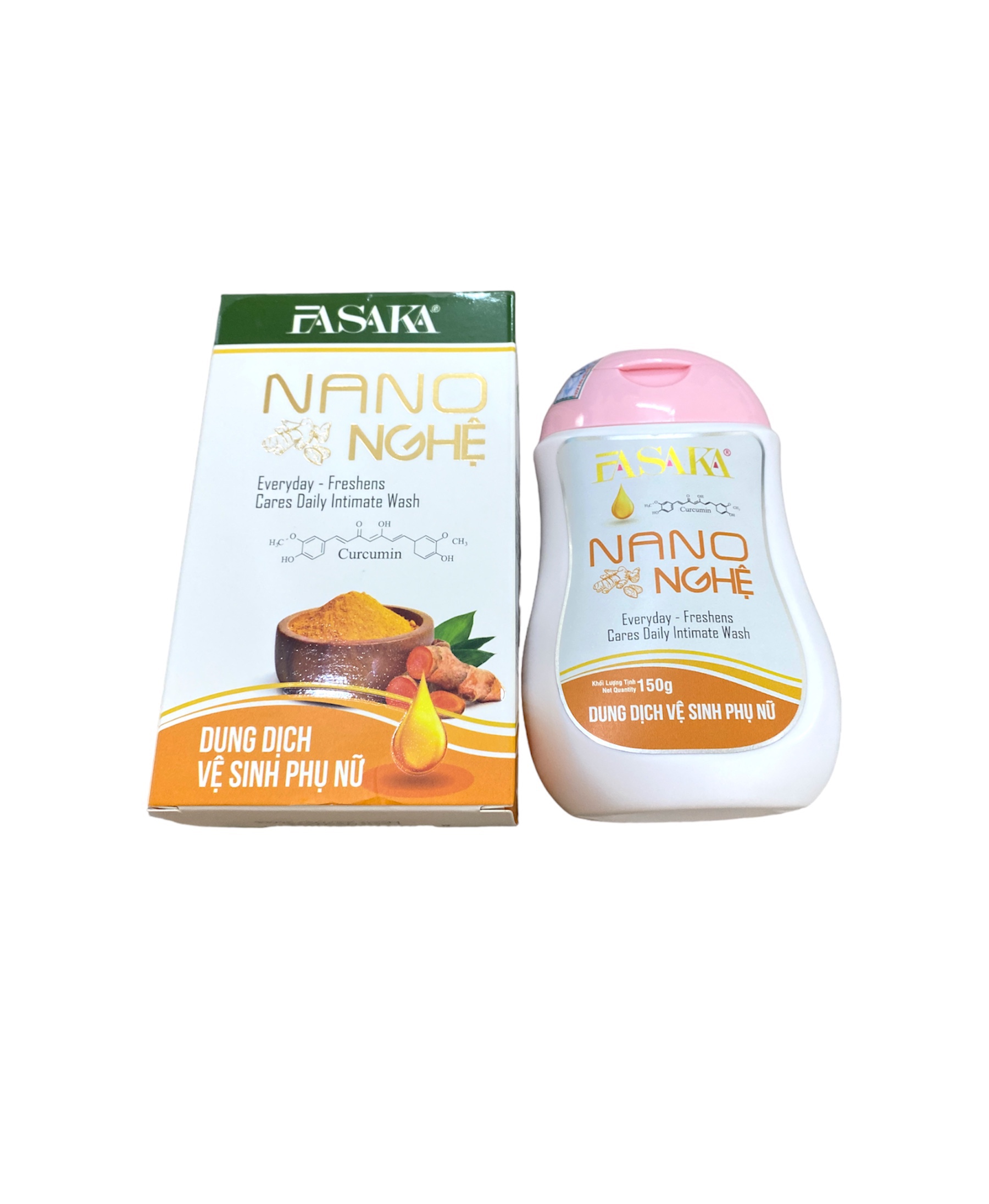 Combo Dung Dịch Vệ Sinh Phụ Nữ Fasaka Nano Nghệ 150g Và Nước hoa VK Vera 6ml
