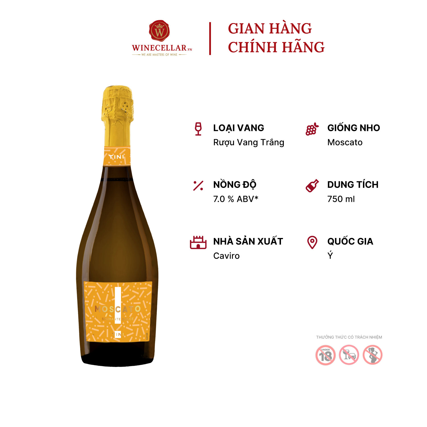 Rượu Vang Trắng Tini Moscato Spumante - Nhập Khẩu Chính Hãng