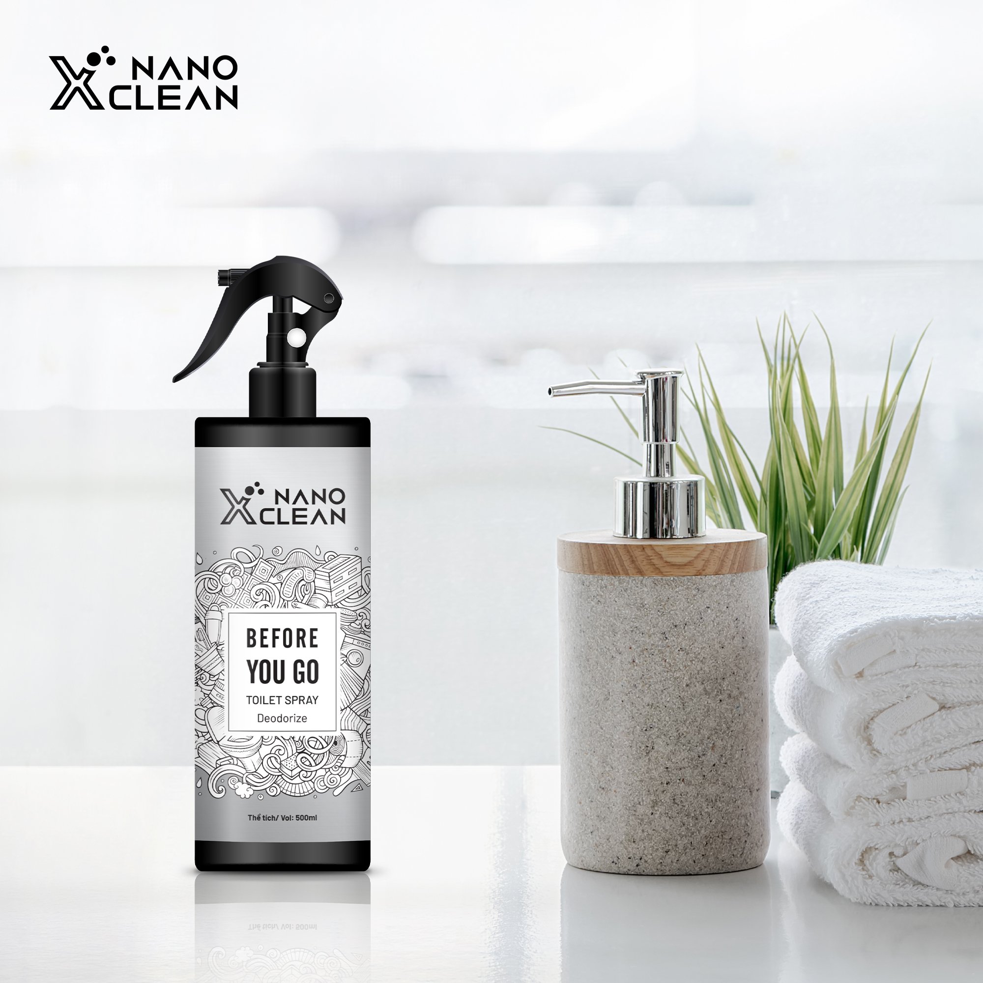 CHAI XỊT DIỆT KHUẨN KHỬ MÙI TOILET NHÀ VỆ SINH -NANO XCLEAN TOILET SPRAY 500ML-NANO BẠC AHT CORP (AHTC)