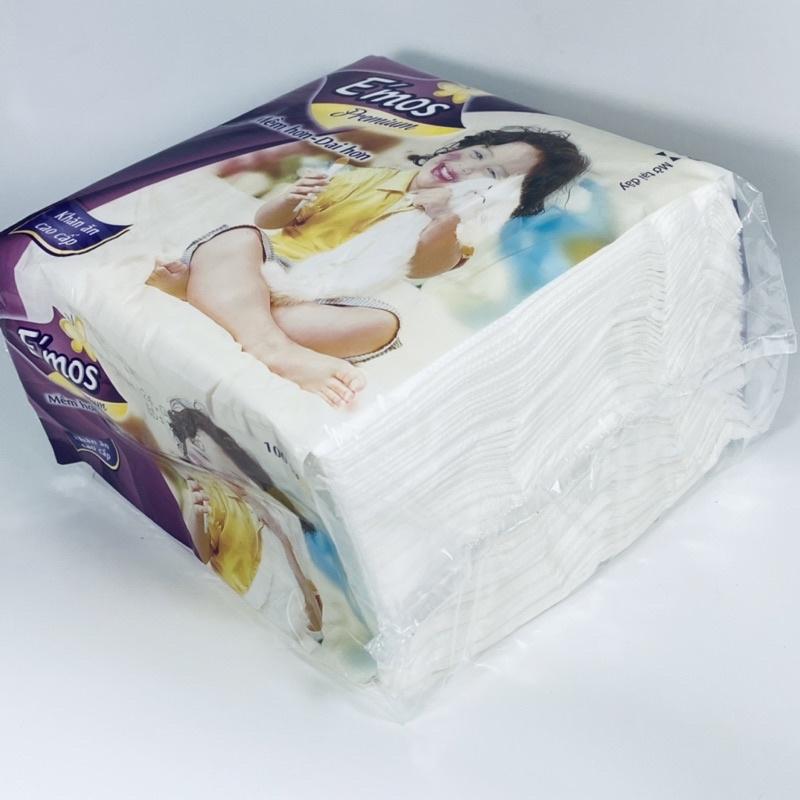 Khăn Ăn Cao Cấp E'mos Premium 100 Tờ 330x330mm Mềm Hơn Dai Hơn