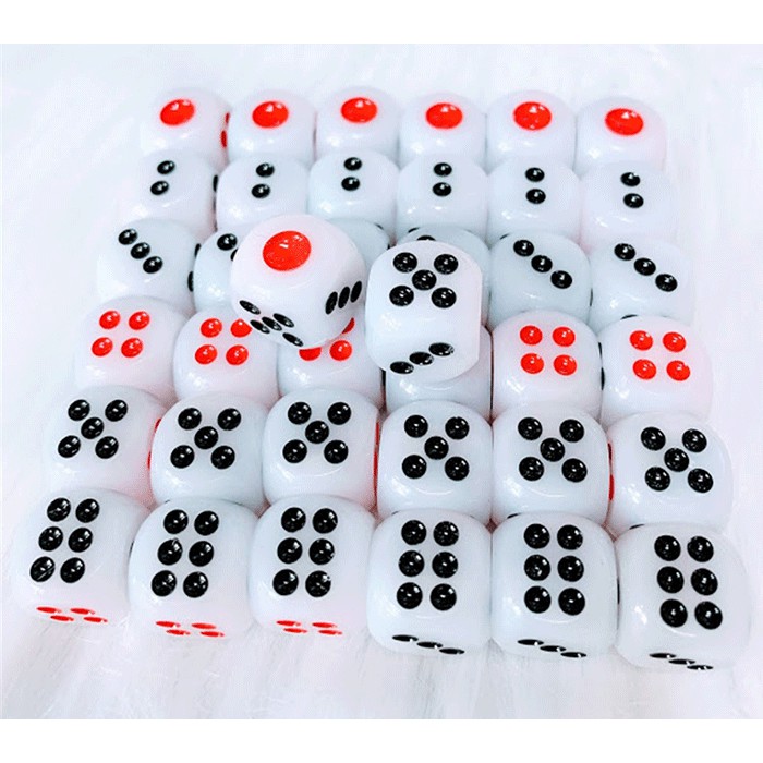 Combo 2 Viên Xí Ngầu Xương Nhựa Acrylic Cao Cấp Chất Lượng Cao Cỡ 12 Ly (12Mm)