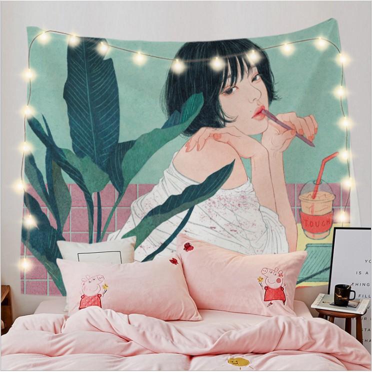Thảm treo tường Decor phòng ngủ vintage, vải treo tường sexy