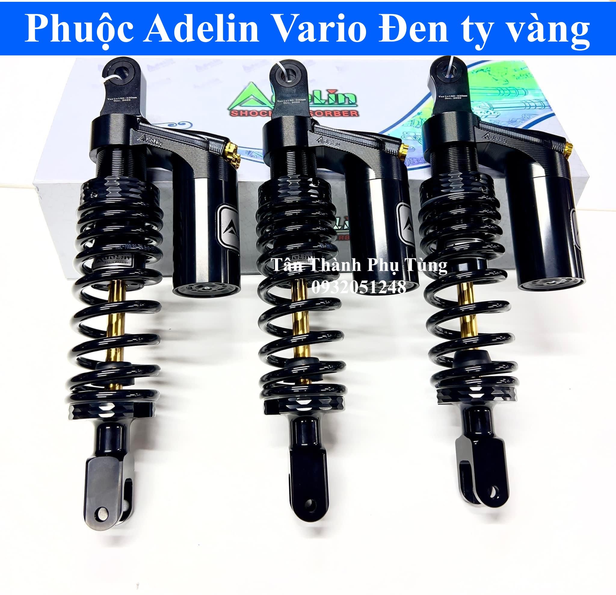 Phuộc Adelin dành cho Vario , Vairo 160 Đen ty vàng BH 1 năm