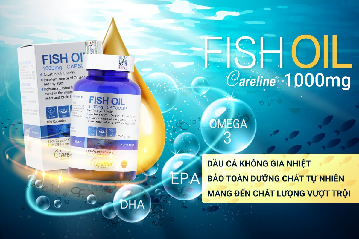 Viên uống dầu cá hồi Careline Fish Oil 1000MG hỗ trợ tăng cường cải thiện trí nhớ và thị lực