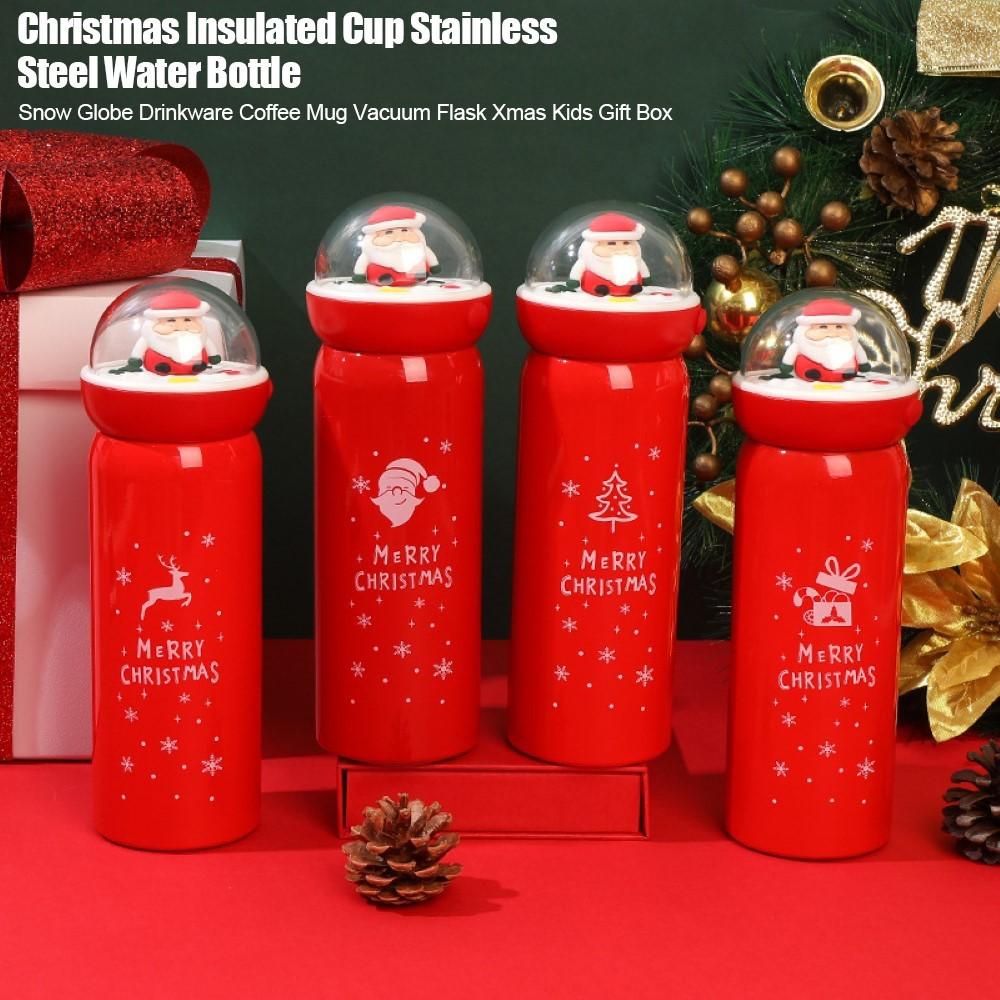 Giáng Sinh Cách Nhiệt Cốc Bình Nước Inox Quả Cầu Tuyết Drinkware Cốc Cà Phê Không Rò Rỉ Chân Không Quà Giáng Trẻ Em Quà Tặng