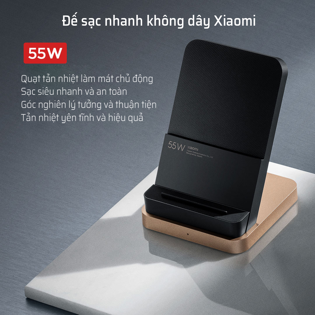 Đế Sạc Nhanh Không Dây Xiaomi Mijia 55w Tích Hợp Quạt Làm Mát Không Khí - Hàng Nhập Khẩu