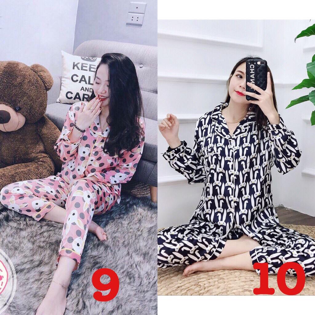 Bộ Pijama lụa dài tay Thu đông xinh xắn