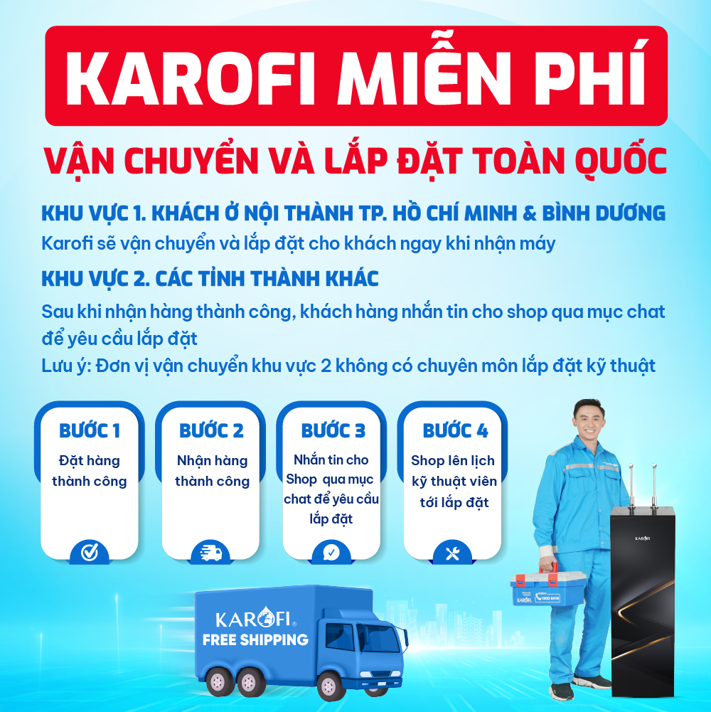 Máy lọc nước để gầm 10 lõi Karofi KAQ-U03 - Hàng chính hãng