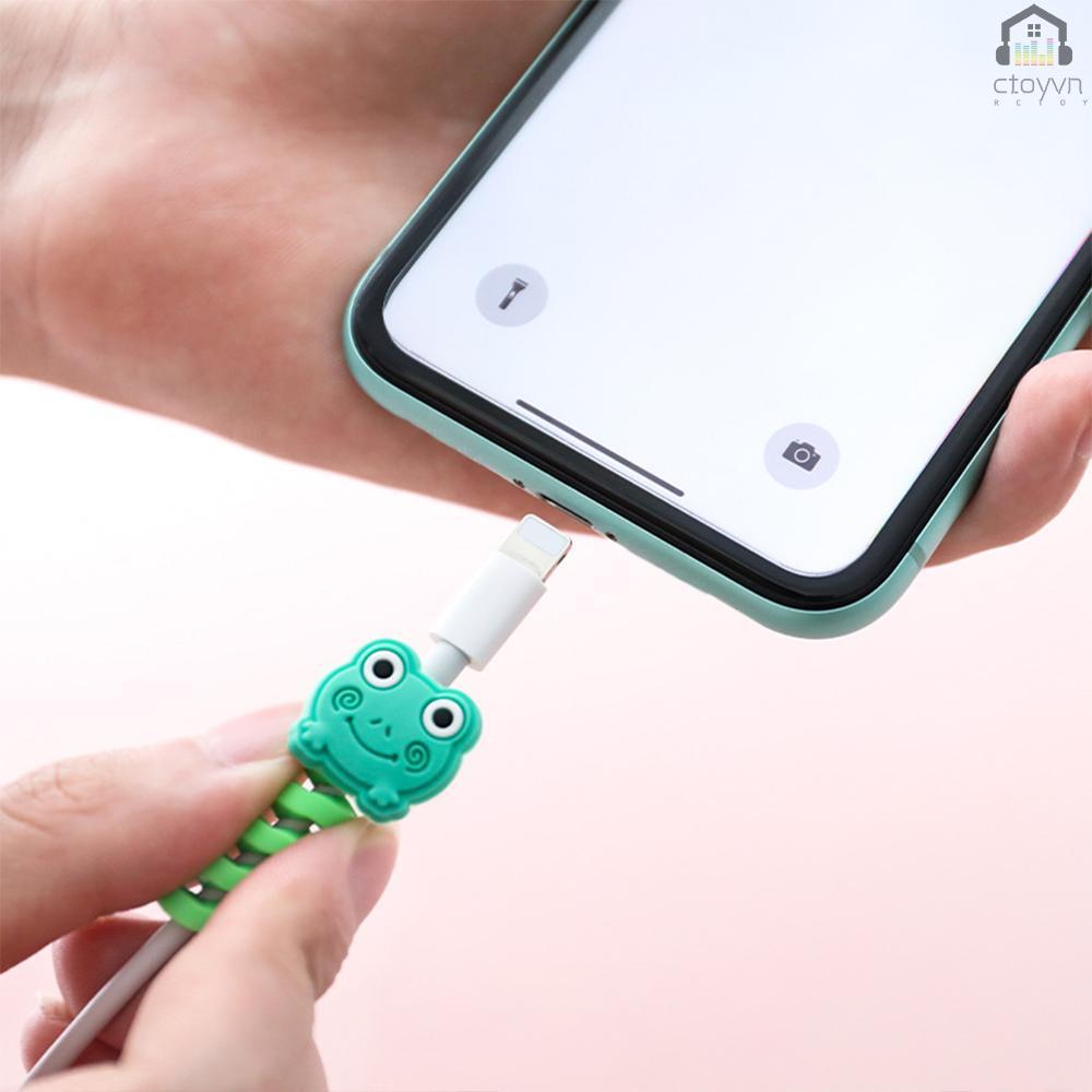 Phụ kiện bảo vệ dây cáp sạc bằng silicone linh hoạt hình động vật dễ thương