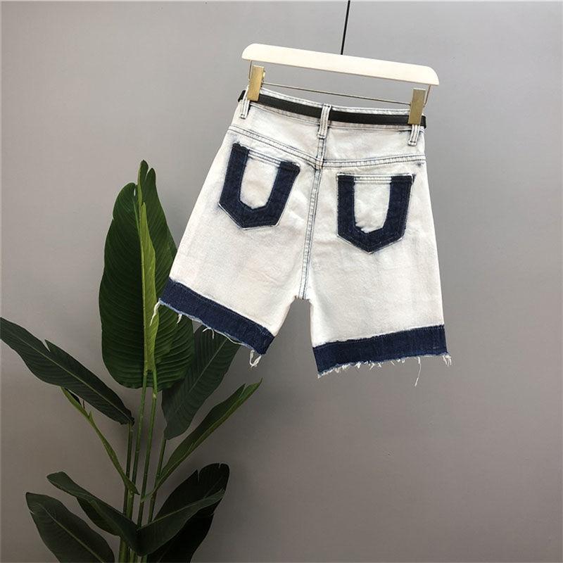 Quần Short Denim Ống Rộng Màu Sắc Tương Phản Thời Trang Dành Cho Nữ