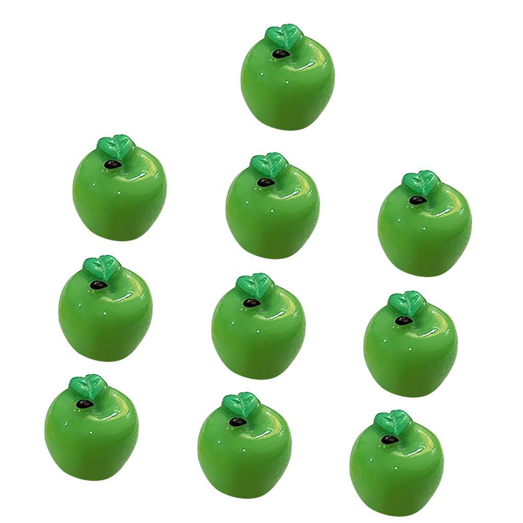 2x10 Pieces Micro Landscape Resin Fruit Ornament Garden DIY Apple Green