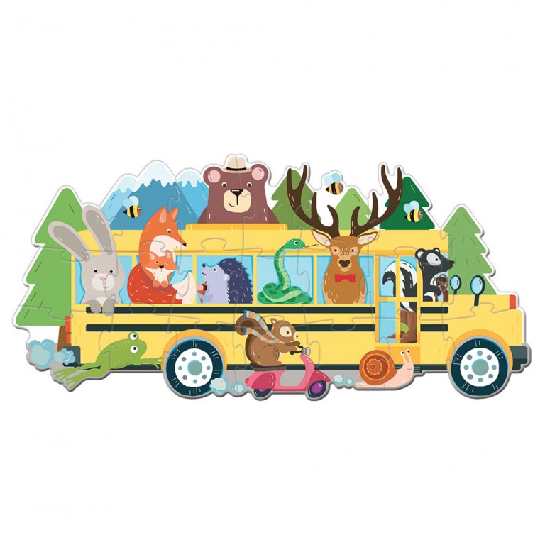 Bộ ghép hình 20 mảnh siêu to cho bé 2+ Travel Puzzle - Animals On A Bus