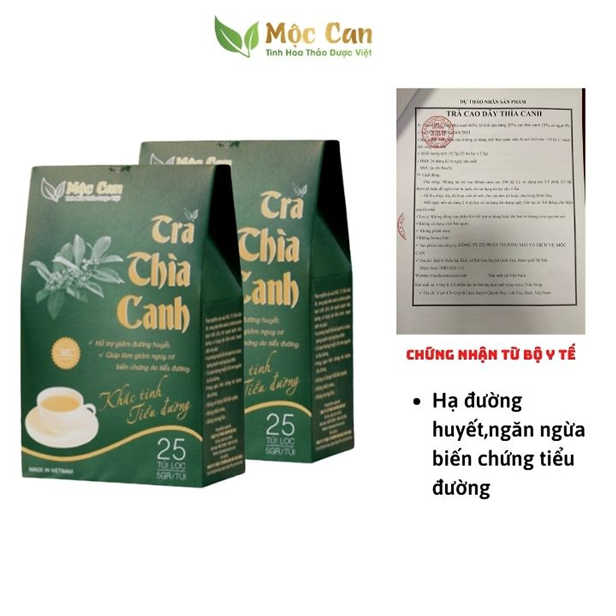 Combo 10 túi Trà dây thìa canh tiểu đường Mộc Can giúp hạ đường huyết ngăn ngừa những biến chứng của bênh tiểu đường hộp 25 túi lọc