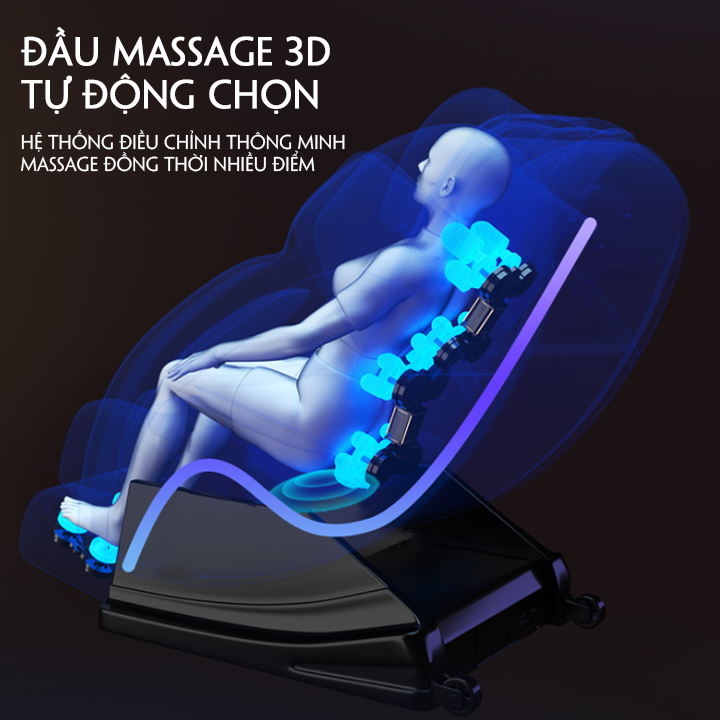 Ghế massage toàn thân cao cấp, Ghế matxa 4D 16 chức năng massage màn hình cảm ứng nghe nhạc