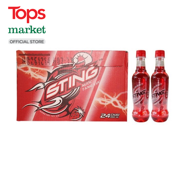 Thùng 24 Chai Nước Tăng Lực Sting Dâu Tây Đỏ 320Ml