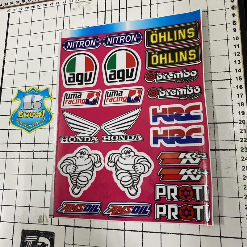 Tem sticker logo honda hồng