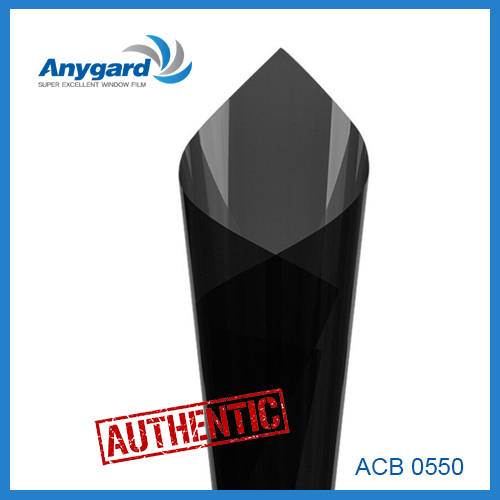 Phim cách nhiệt, cản cực tím , Hồng ngoai : Anygard ACB 0550 - màu đen đậm. Công nghệ phủ Carbon mật độ cao, độ bền lên đến hàng chục năm.