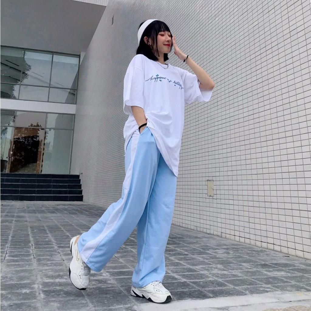 Quần Dài Nữ 1 Sọc Dáng Rộng Ống Suông Ulzzang Unisex