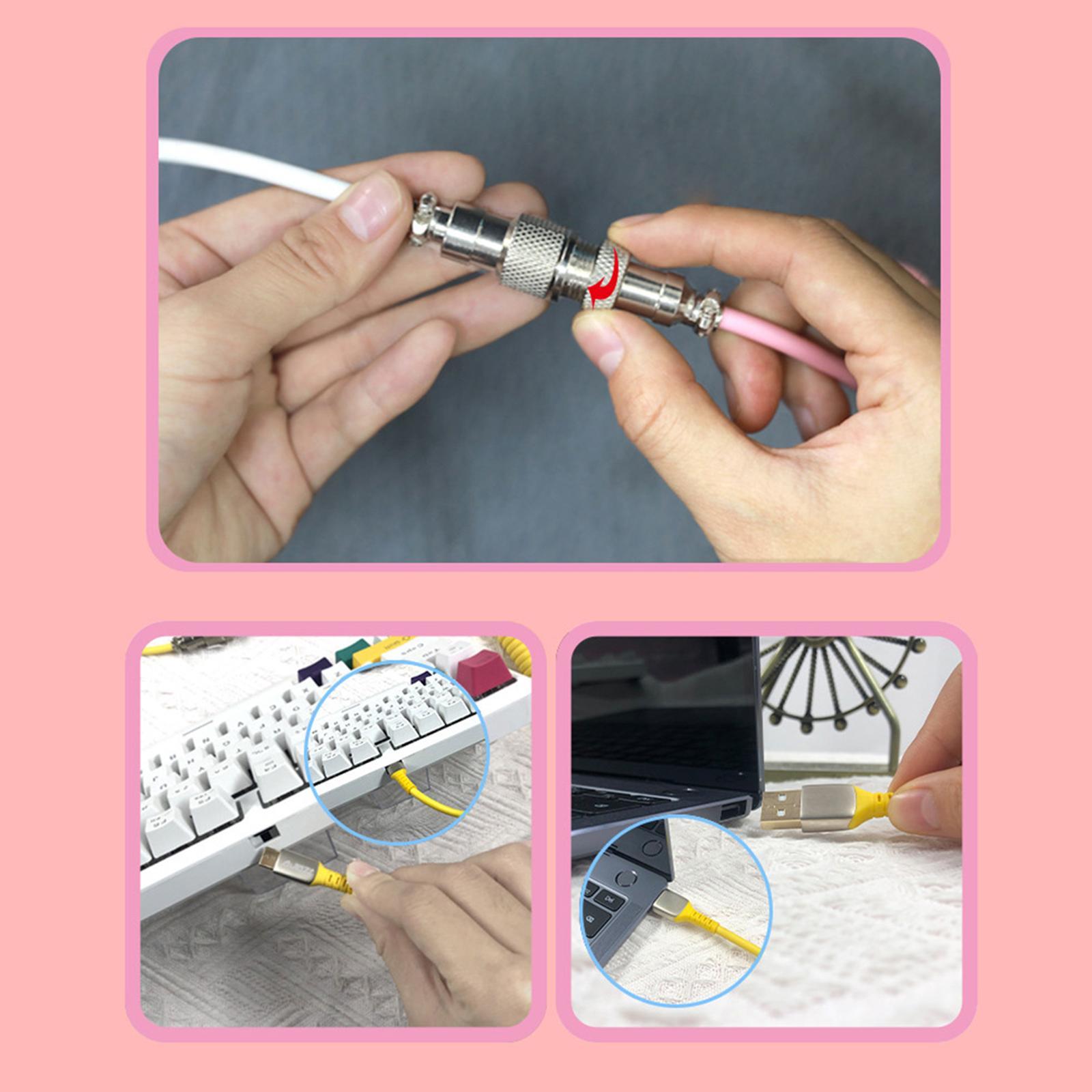 Almencla Coiling Spring Spiral Cable Detachable Type-C Cable for Keyboard