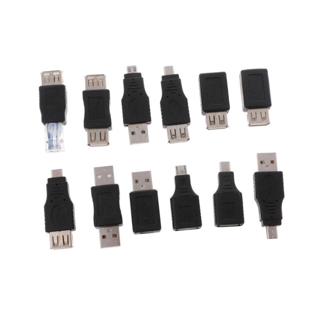 12Pcs OTG USB 2.0 A Male to Female Micro Mini USB Converter Adapter